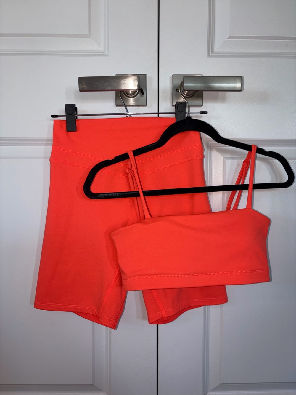 Vitality Pulse Neon Coral Bra & High-Waist Volley Short Set